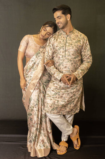 Multi-Color Floral Delight print Couple Outfits Geetha Creation